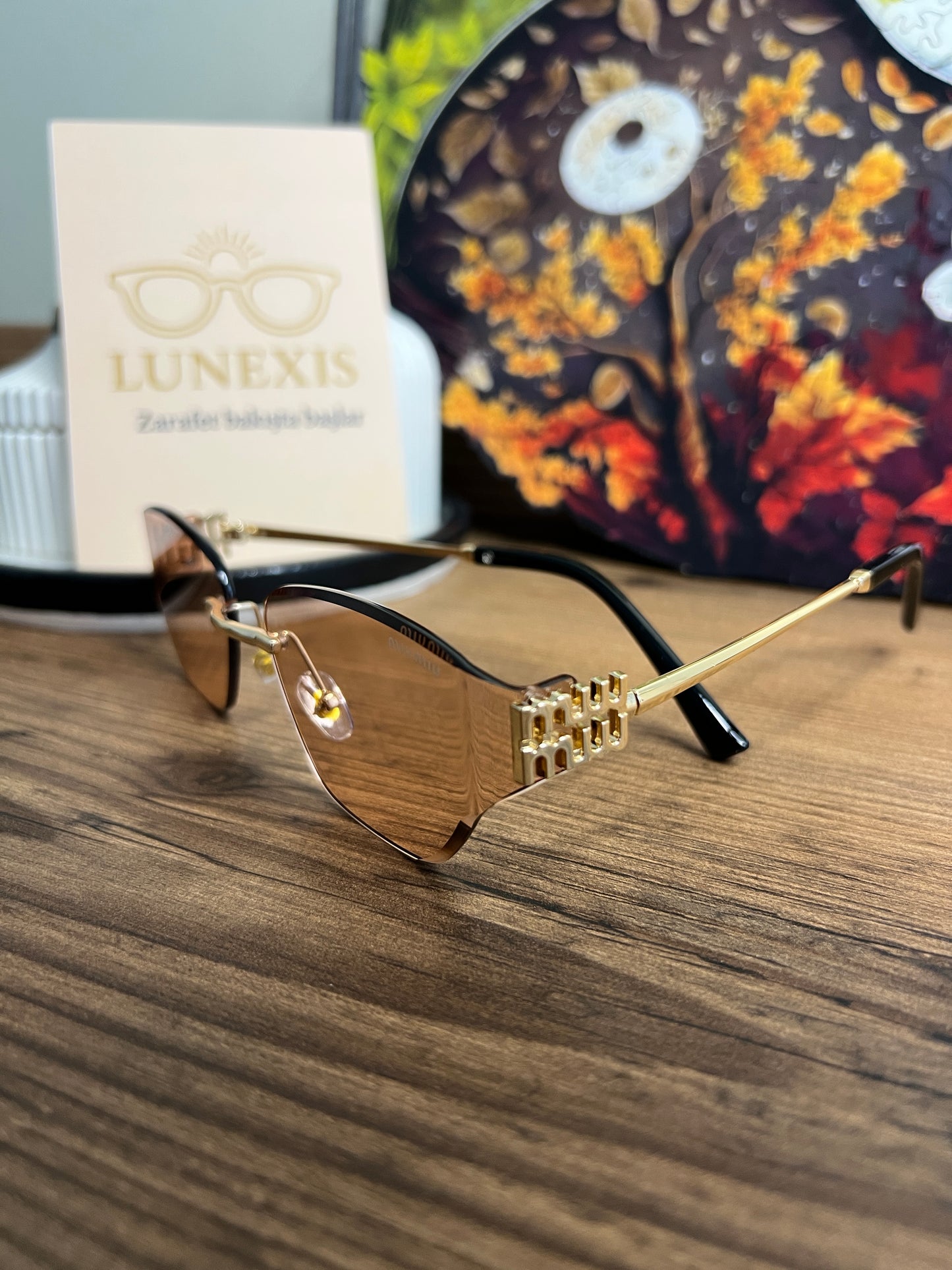 MİUMİU Güneş Gözlüğü ( WH4085 gold-açık kahve)