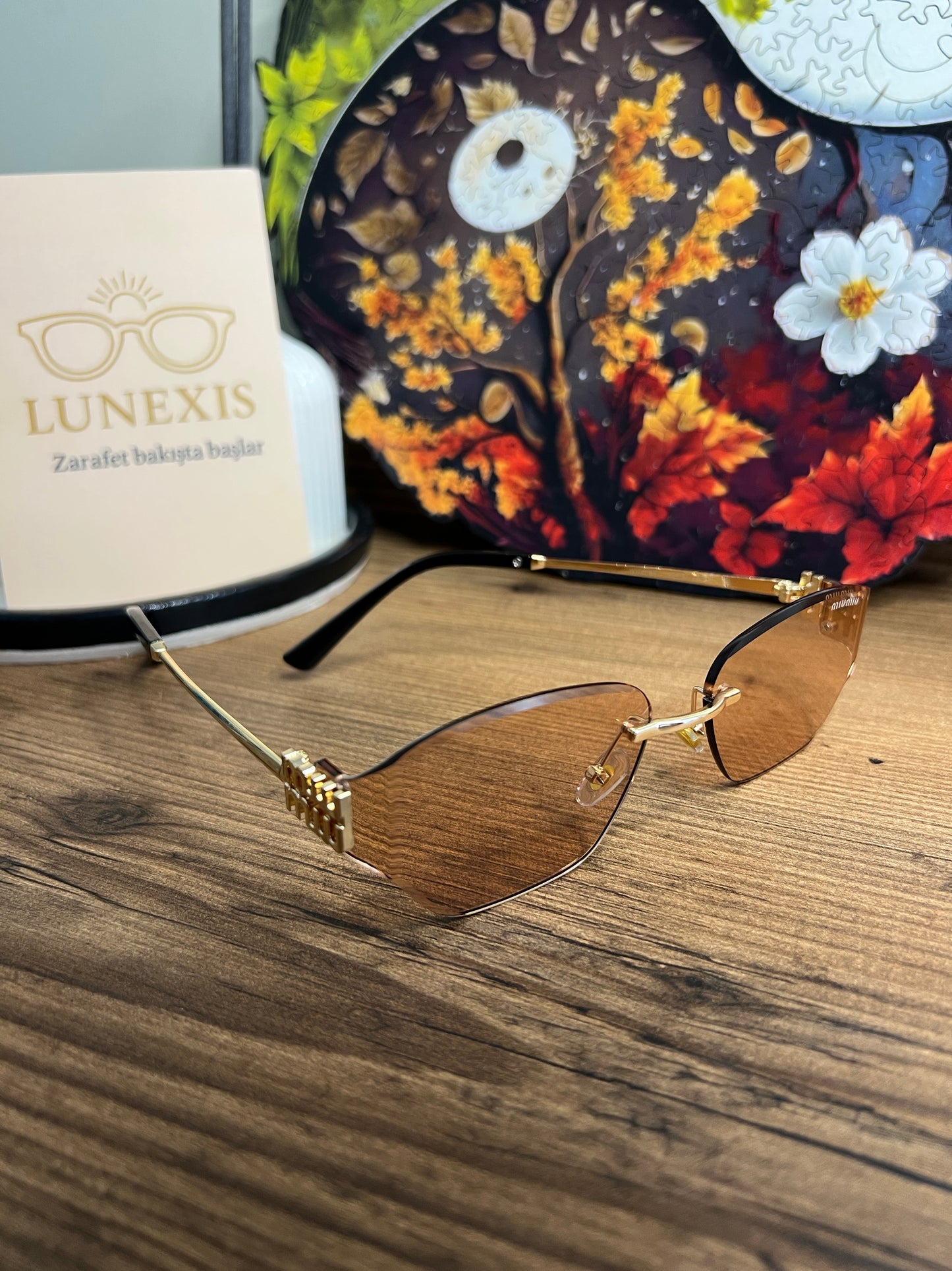 MİUMİU Güneş Gözlüğü ( WH4085 gold-açık kahve)