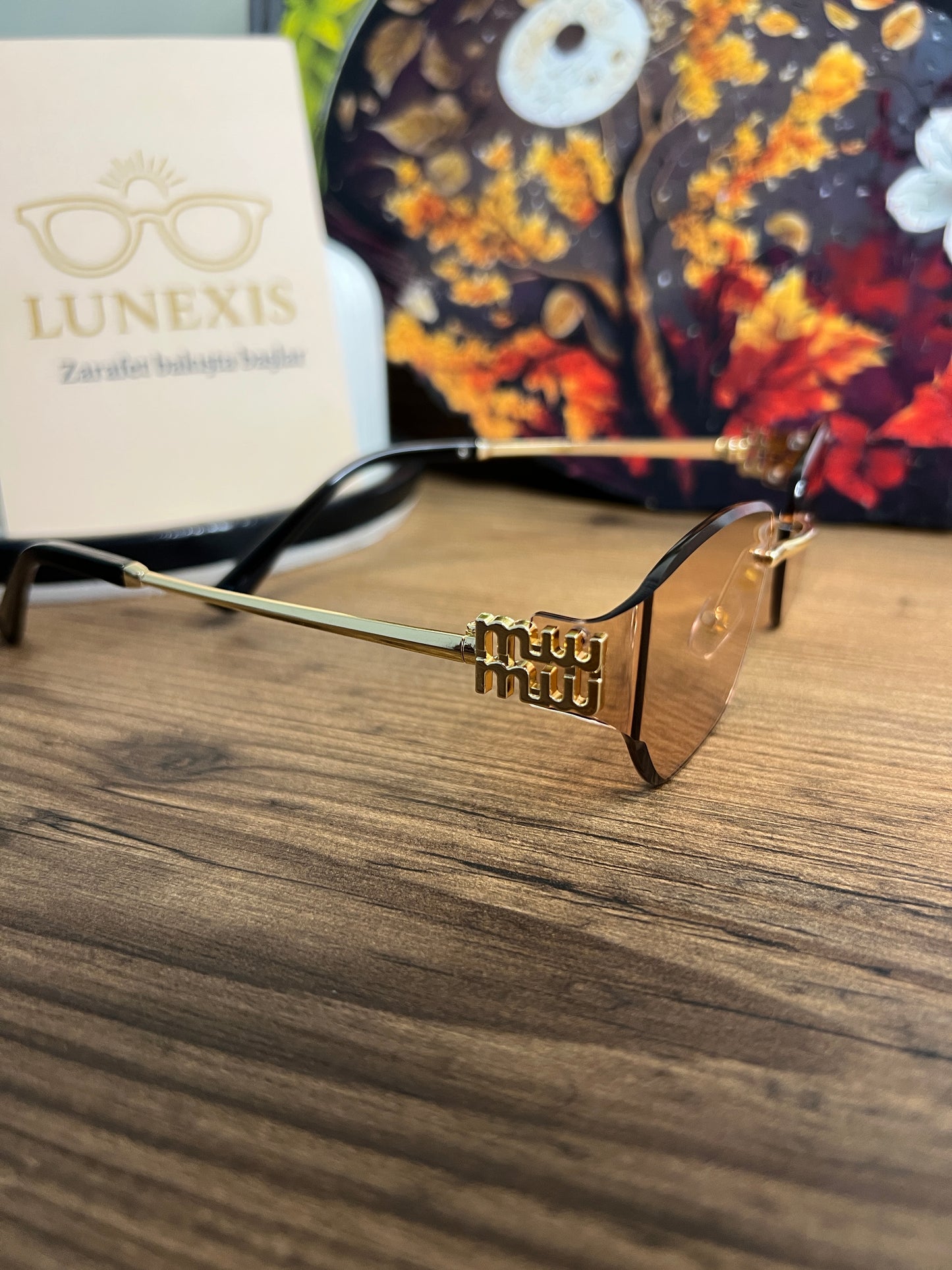 MİUMİU Güneş Gözlüğü ( WH4085 gold-açık kahve)